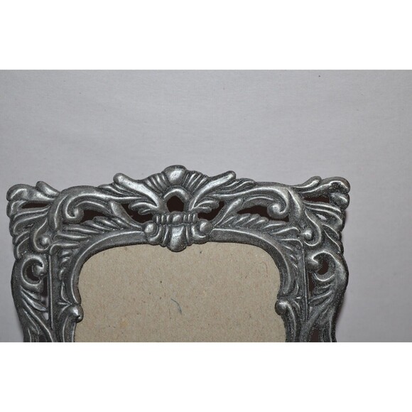 Vtg Pewter Angel Cupid  Picture Frame Victorian Style ornate 3X5 - Picture 6 of 10